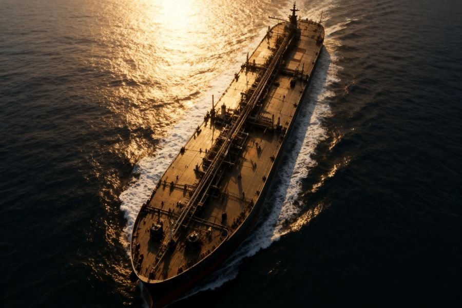 Oil tanker at sea